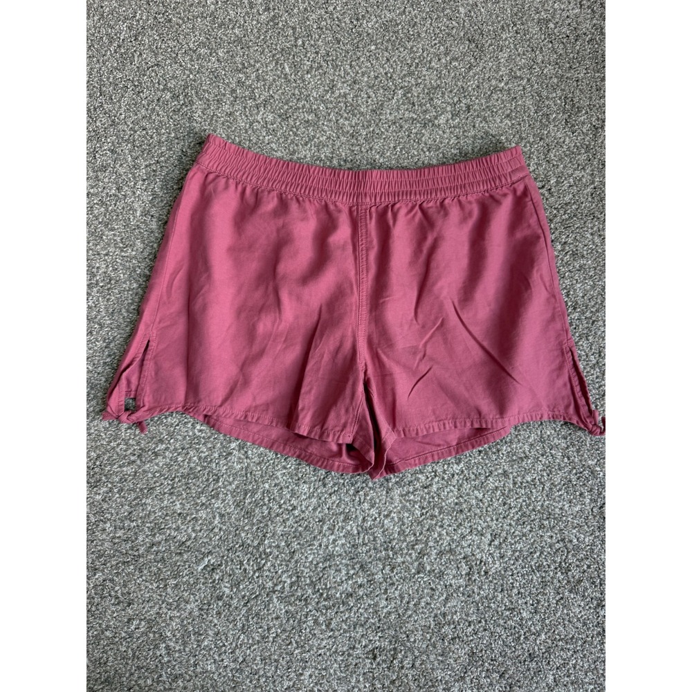 Madewell Women Pink Cotton Viscose Elastic Waist Side Tie Shorts Size M